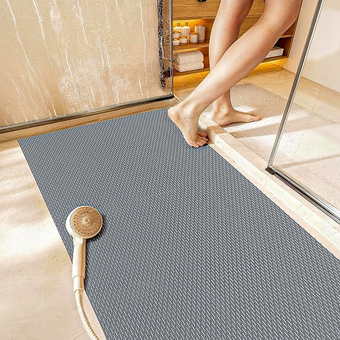 Extra Large Non-Slip Shower Mat, Fast-Dry PVC Bath Stall Tub Mat, Drain-Hole - Image 9