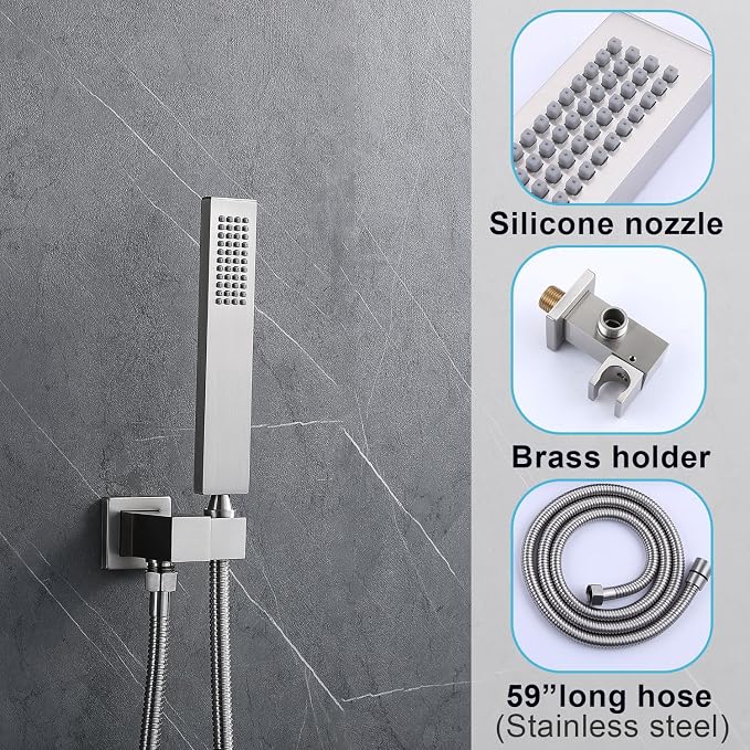 Digital Display Shower System Set 16 Inches Rain Fall Head Temperature Valve - Image 7