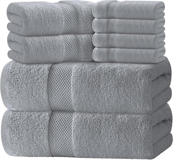 White Classic Luxury Bath Towel Set of 8 Pieces by WhiteClassic