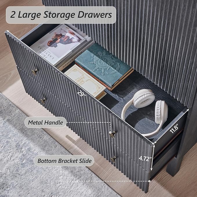 71" Tall Arched Bathroom Storage Cabinet, Modern Fluted Cabinet Storage - Image 8