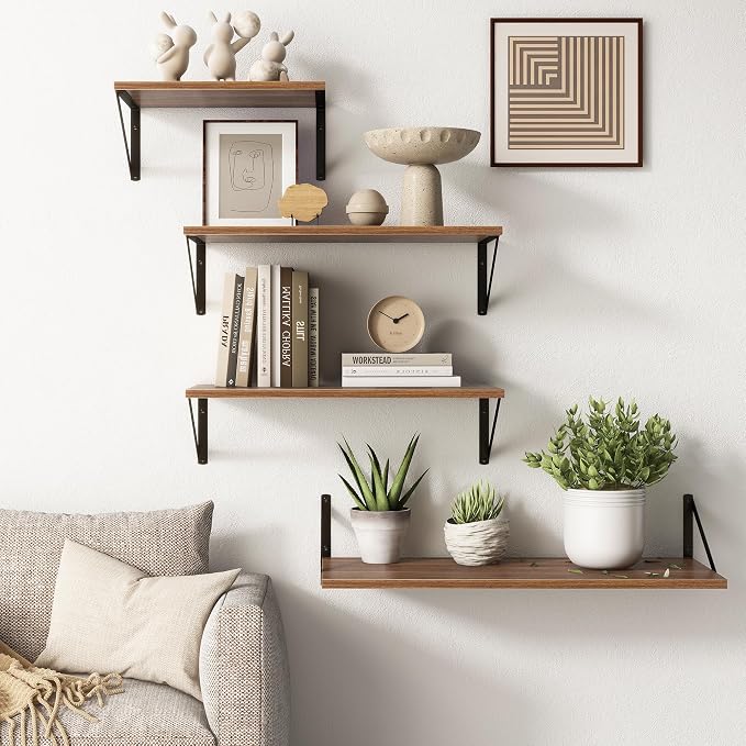 Deep Walnut Floating Shelves for Wall, 10 Inch Deep Floating Shelf - Image 6