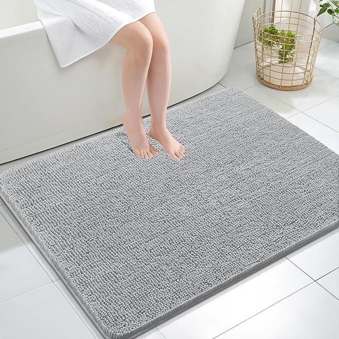 OLANLY Bathroom Rugs 40x32, Extra Soft Absorbent Chenille Bath Rugs, Rubber by OLANLY