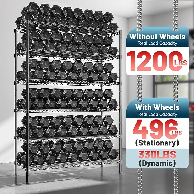 82" H X45 W X18 D Wire Shelving Unit, 6 Tier Adjustable Storage Shelves - Image 5