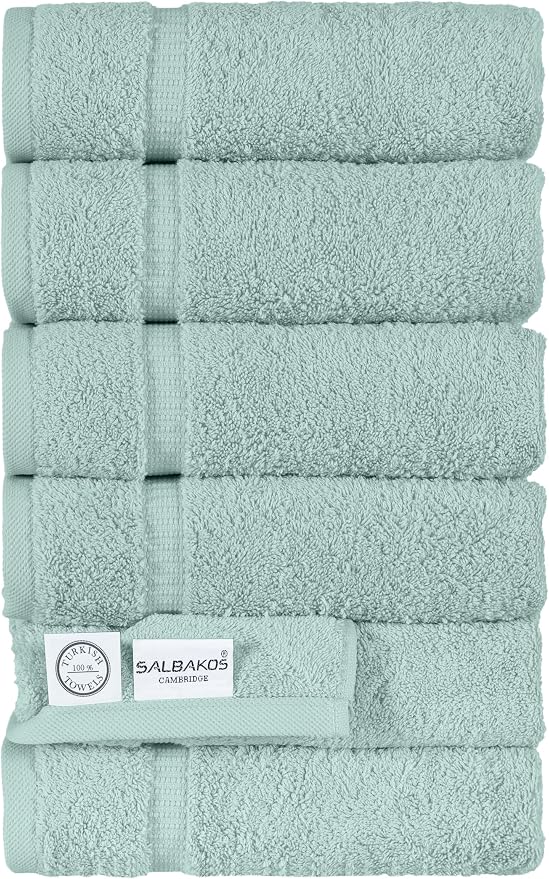 SALBAKOS 100% Turkish Cotton Hand Towel Set of 6 16x30 inch | Heirloom Quality by SALBAKOS