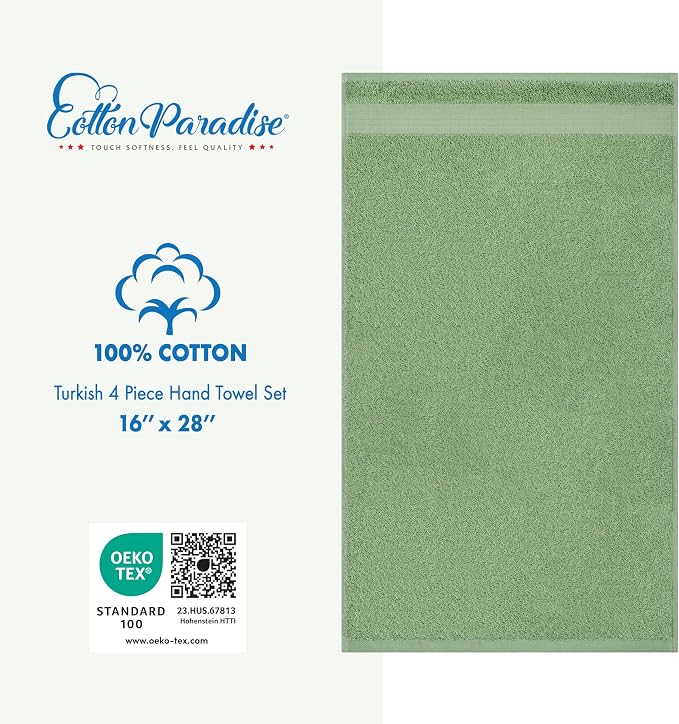 Cotton Paradise Hand Towels for Bathroom, 100% Cotton Turkish 4 Piece Hand - Image 5