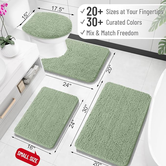 OLANLY Bathroom Rugs 30x20, Extra Soft Absorbent Chenille Bath Rugs, Rubber - Image 2