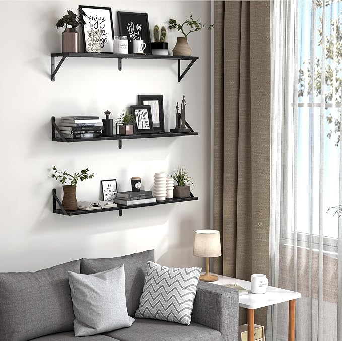 Heimlove Floating Shelves for Wall, 36 Inch Long Wood Floating Bookshelf Set of - Image 4