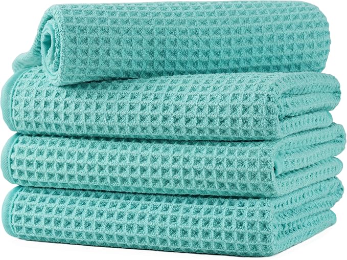 Microfiber Waffle Hand Towels, 4 Pieces, Fast Drying, Lint Free by Unknown