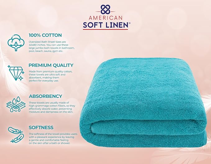 American Soft Linen Oversized Bath Sheet 40x80 Extra Large - Image 4