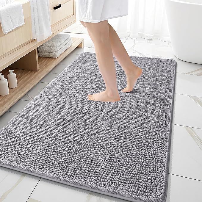 OLANLY Bathroom Rugs 59x35, Extra Soft Absorbent Chenille Bath Rugs, Rubber by OLANLY