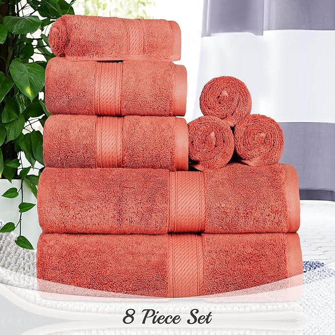 Superior Egyptian Cotton Pile 8 Piece Towel Set, Includes 2 Bath, 2 Hand - Image 9