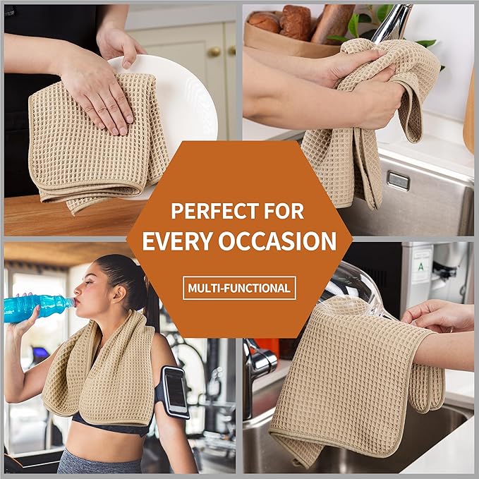 Microfiber Waffle Hand Towels, 4 Pieces, Fast Drying, Lint Free - Image 7