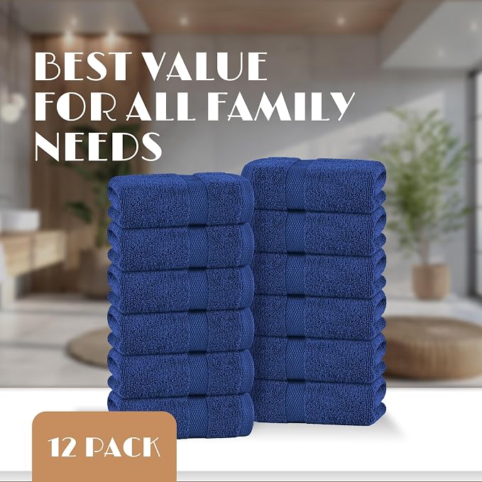 White Classic Navy Washcloths Set - Image 4