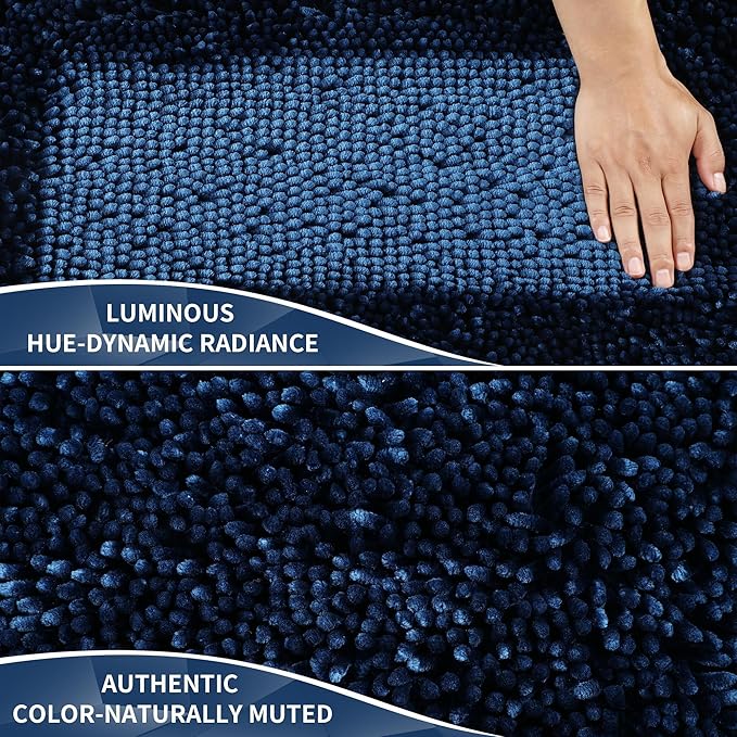 Yimobra Chenille Bathroom Rugs Non Slip, Extra Thick Soft Absorbent Bath Rug - Image 2