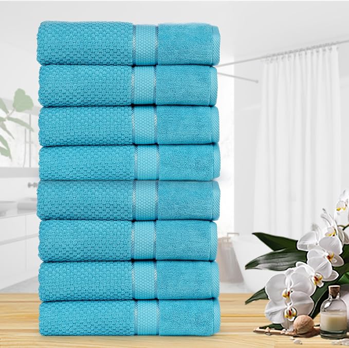 Ample Decor 100% Cotton Sky Blue 18 X 28 Inch Hand Towel - Image 2
