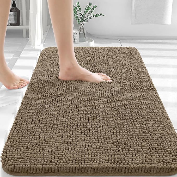OLANLY Bathroom Rugs 36x24, Extra Soft Absorbent Chenille Bath Rugs, Rubber by OLANLY