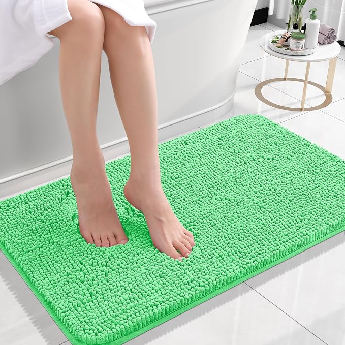 OLANLY Bathroom Rugs 24x16, Extra Soft Absorbent Chenille Bath Rugs, Rubber by OLANLY
