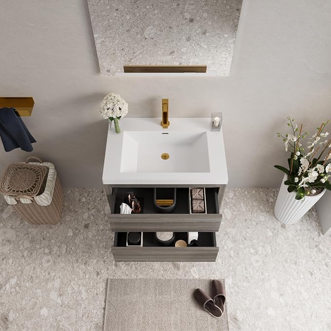 Modern 30" Wall-Mounted Bathroom Vanity - Image 8
