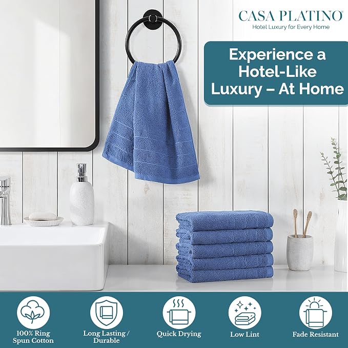Casa Platino 100% Cotton Hand Towels - Image 2