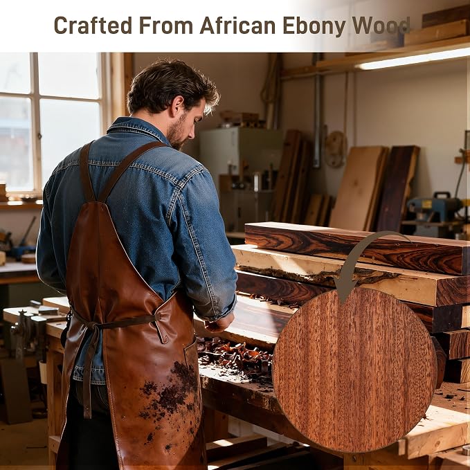 Solid African Ebony Wood Tray Set, 2-Pc Handmade, - Image 4