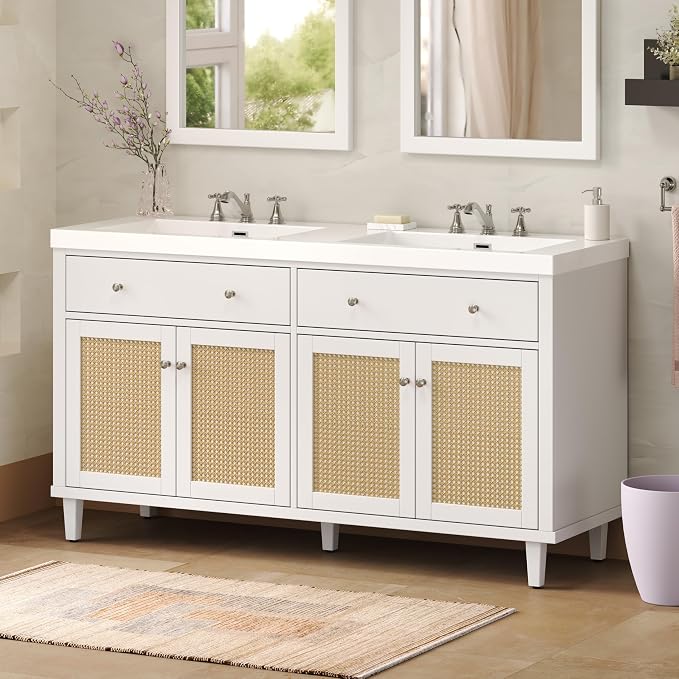 60 Inch Bathroom Vanity with Double SMC Sink Combo Set, Large Double Sink - Image 7