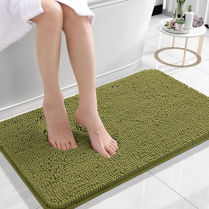 OLANLY Bathroom Rugs 24x16, Extra Soft Absorbent Chenille Bath Rugs, Rubber by OLANLY