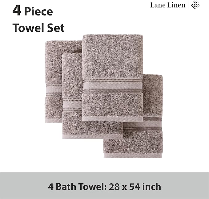 LANE LINEN 100% Cotton Bath Towels Set of 4 - Image 4