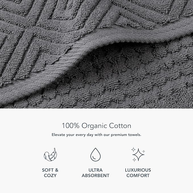 Texere 100% Organic Cotton Diamond Jacquard 700 GSM Luxury Bath Towel Sets - Image 2