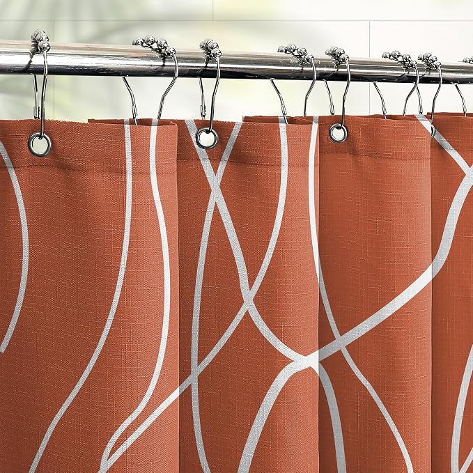 Tititex Morden 140gms Faux Linen Fabric Bath Shower Curtain Set Textured Fabric - Image 2
