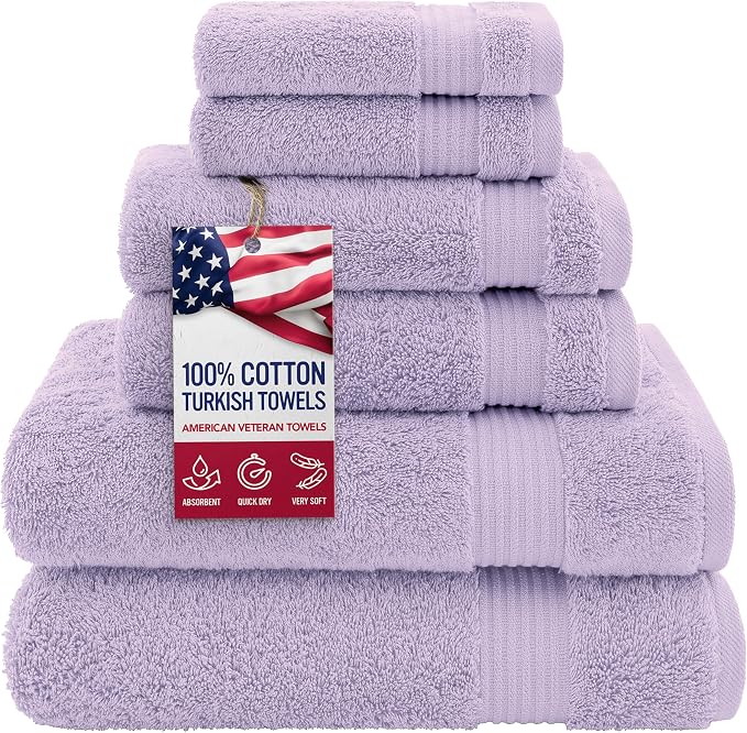 American Veteran Towel, 100% Cotton Turkish 6 Piece Towel Set, Luxury Towels by American+Veteran+Towel