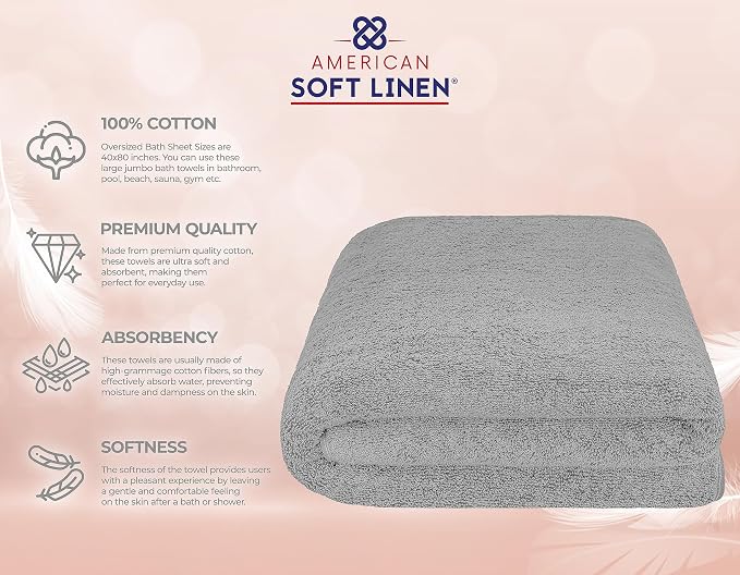American Soft Linen Oversized Bath Sheet 40x80 Extra Large - Image 4