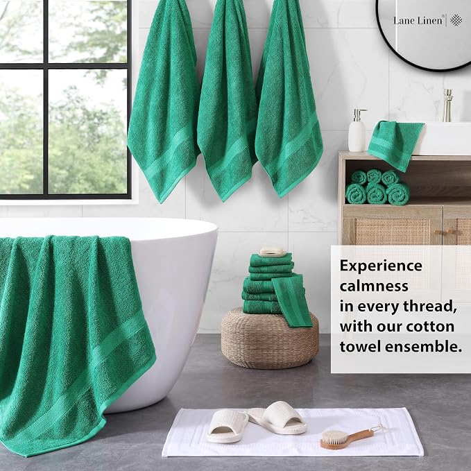 LANE LINEN 100% Ring Spun Cotton Premium Bath Towel Set, 8 Washcloths, 6 Hand - Image 3