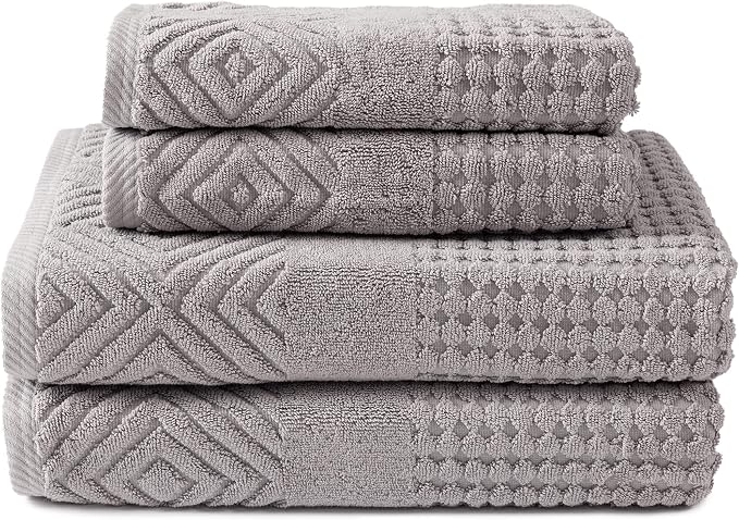 Texere 100% Organic Cotton Diamond Jacquard 700 GSM Luxury Bath Towel Sets by TexereSilk
