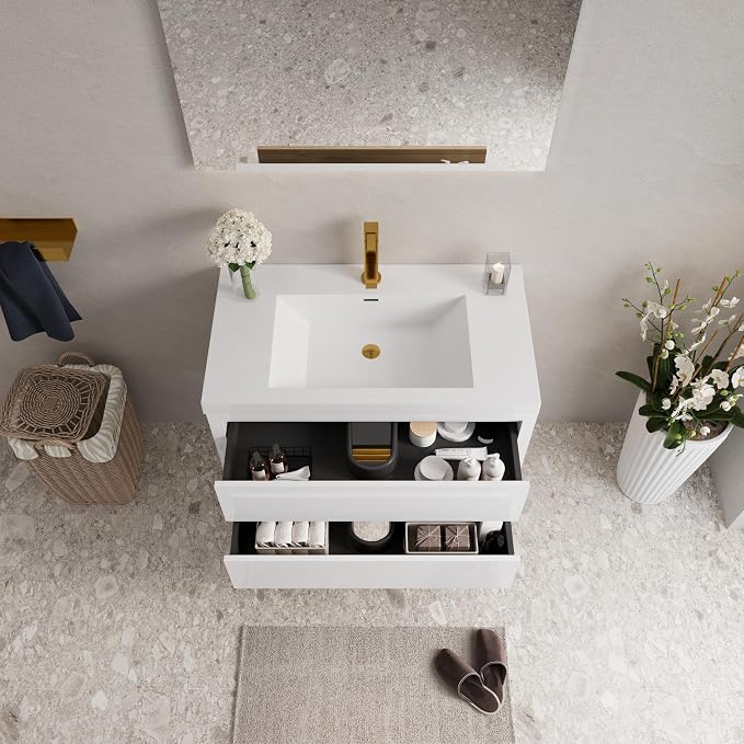 Modern 36" Wall-Mounted Bathroom Vanity - Image 7