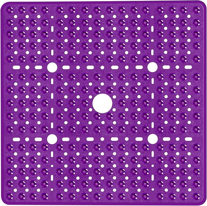 Large Clear Purple Square Shower Mat Non Slip 27 x 27 Inch, Soft Bath Mat Tub by NaolotureHome