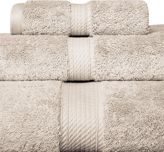 BLUENILEMILLS Buckingham Egyptian Cotton 3-Piece Towel Set, Washcloths - Image 6