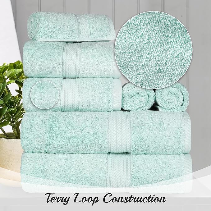 Superior Egyptian Cotton Pile 8 Piece Towel Set, Includes 2 Bath, 2 Hand - Image 5
