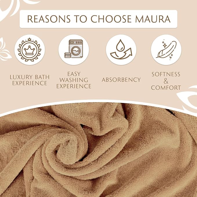 MAURA Biege Bath Towel Set of 8 - Image 5
