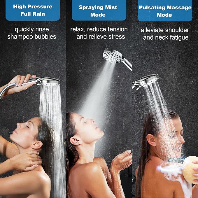 Filtered Shower Head with Handheld, FunnyAir 10-Spray Modes 5" High Pressure - Image 8