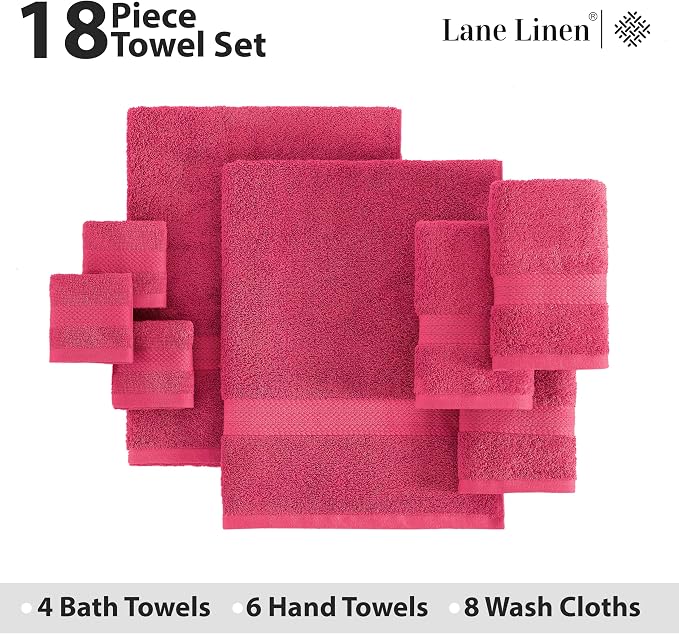 LANE LINEN 100% Ring Spun Cotton Luxury Bath Towel Set - Image 4