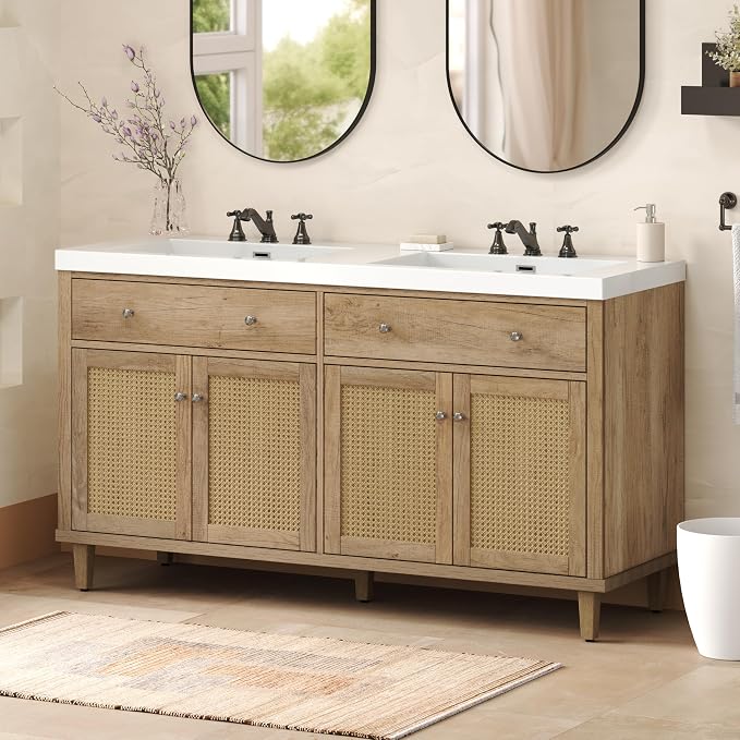 60 Inch Bathroom Vanity with Double SMC Sink Combo Set, Large Double Sink - Image 8