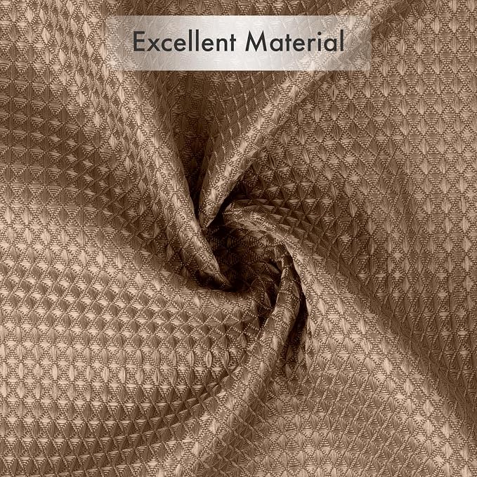 AmazerBath Taupe Shower Curtain Waffle Textured, Fabric Shower Curtain Tan - Image 4