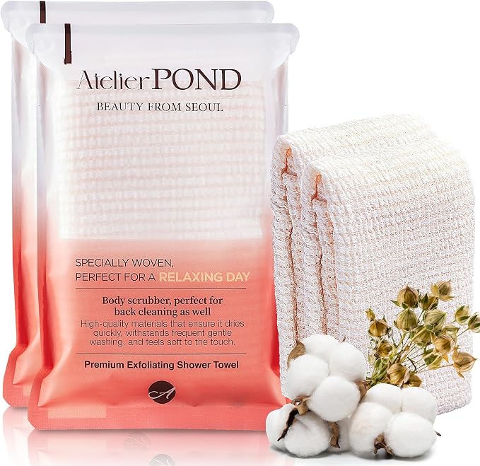 Korean Exfoliating Washcloth 2-Pack – Non-Irritating Cotton-Blend Exfoliating by Unknown