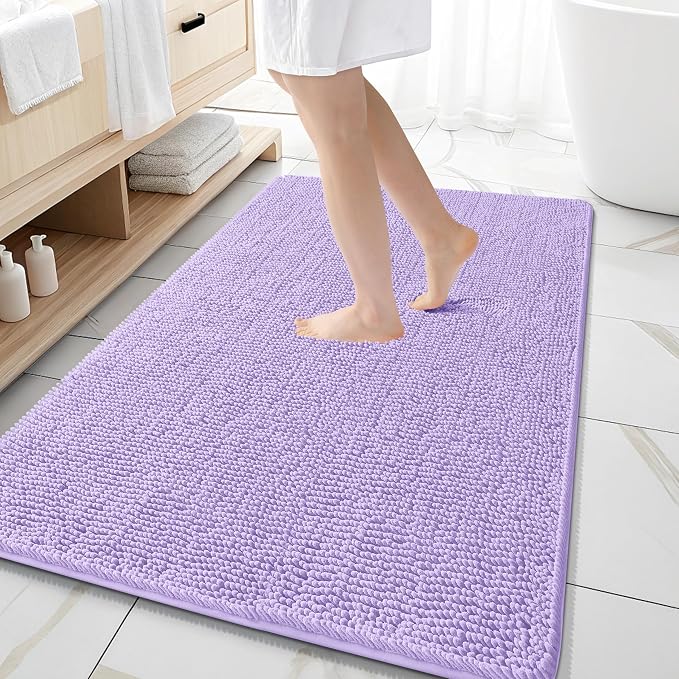 OLANLY Bathroom Rugs 59x35, Extra Soft Absorbent Chenille Bath Rugs, Rubber by OLANLY