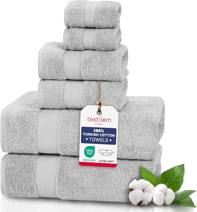 TEXTILOM 6 Pcs Bath Towel Set – Hotel and Spa Quality & Soft & Absorbent & by Textilom