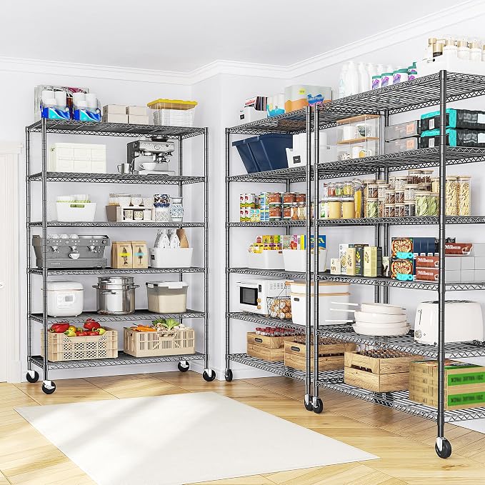 82" H X45 W X18 D Wire Shelving Unit, 6 Tier Adjustable Storage Shelves - Image 4