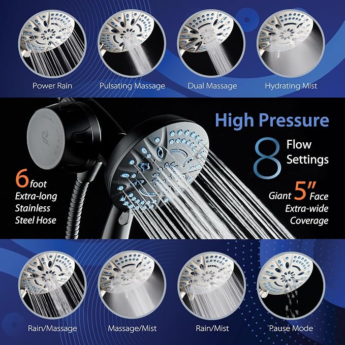 AquaCare Magneton 8-setting Magnetic Docking Hand Shower - Image 2
