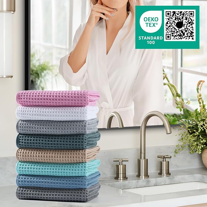 Microfiber Waffle Hand Towels, 4 Pieces, Fast Drying, Lint Free - Image 6
