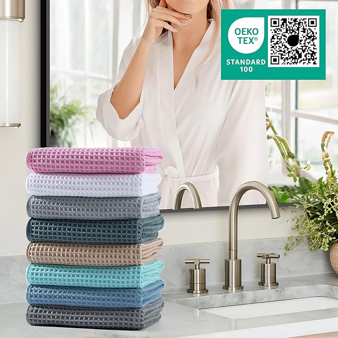 Microfiber Waffle Hand Towels, 4 Pieces, Fast Drying, Lint Free - Image 6