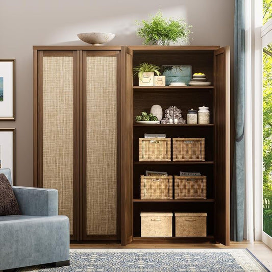 Yechen 67" Tall Kitchen Pantry Cabinet, Rattan Storage Cabinet by Yechen